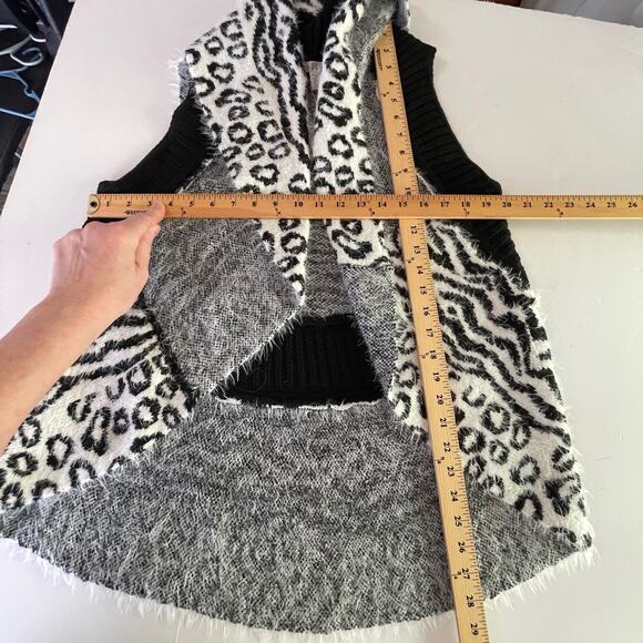 Spense NWT Women's Open Front Leopard Print Sweater SZ Petite XL Ivory Black - Picture 7 of 8